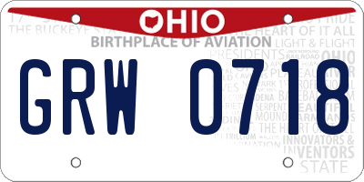OH license plate GRW0718