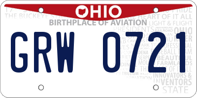 OH license plate GRW0721