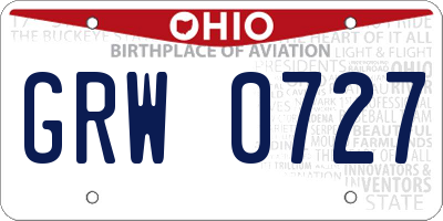 OH license plate GRW0727