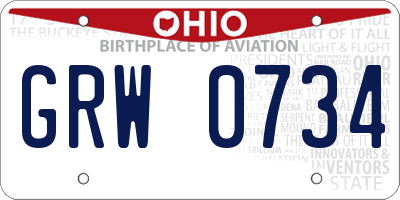 OH license plate GRW0734