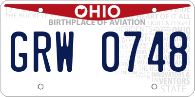OH license plate GRW0748