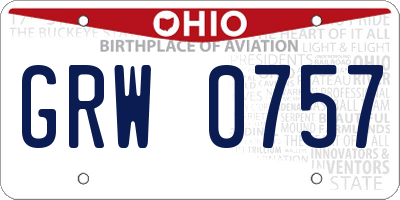 OH license plate GRW0757