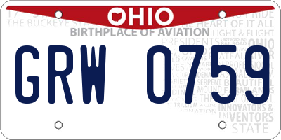 OH license plate GRW0759
