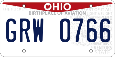 OH license plate GRW0766