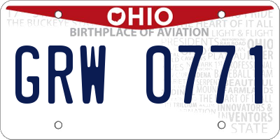 OH license plate GRW0771