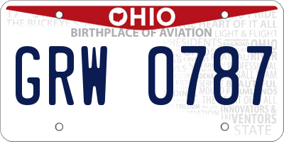 OH license plate GRW0787