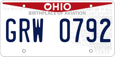 OH license plate GRW0792