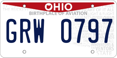 OH license plate GRW0797