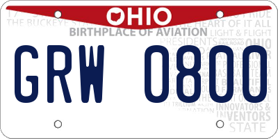 OH license plate GRW0800