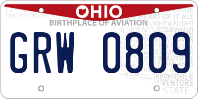 OH license plate GRW0809