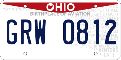 OH license plate GRW0812