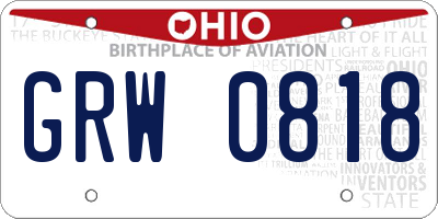 OH license plate GRW0818