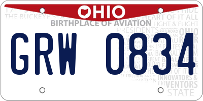 OH license plate GRW0834