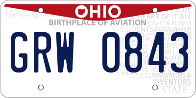 OH license plate GRW0843
