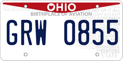 OH license plate GRW0855
