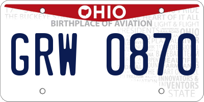 OH license plate GRW0870