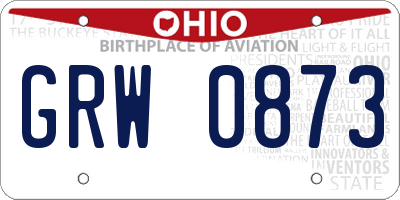 OH license plate GRW0873