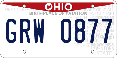 OH license plate GRW0877