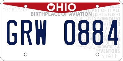 OH license plate GRW0884