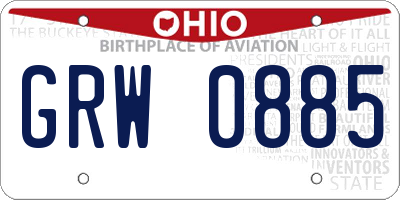 OH license plate GRW0885