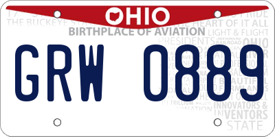 OH license plate GRW0889
