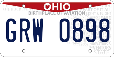 OH license plate GRW0898