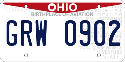 OH license plate GRW0902