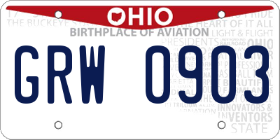 OH license plate GRW0903