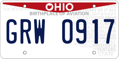 OH license plate GRW0917