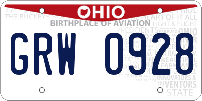 OH license plate GRW0928