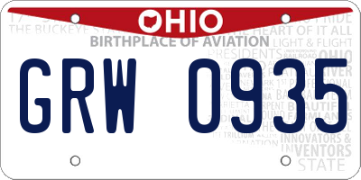 OH license plate GRW0935
