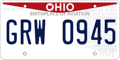 OH license plate GRW0945