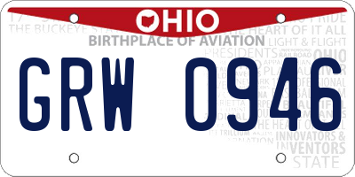 OH license plate GRW0946