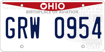 OH license plate GRW0954