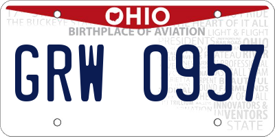 OH license plate GRW0957