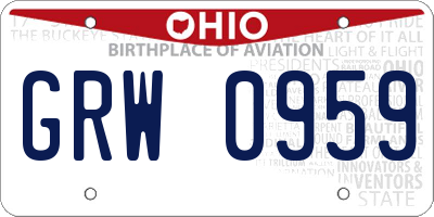 OH license plate GRW0959