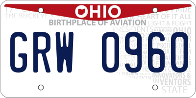 OH license plate GRW0960