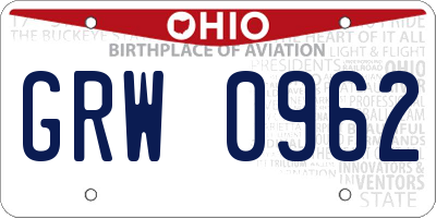 OH license plate GRW0962