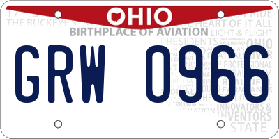 OH license plate GRW0966