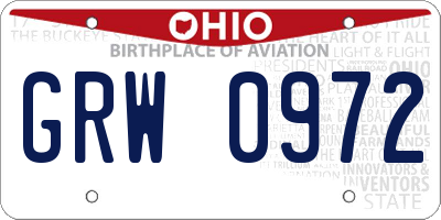 OH license plate GRW0972