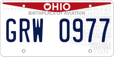 OH license plate GRW0977