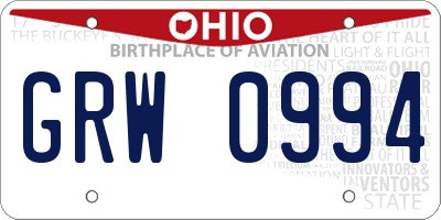 OH license plate GRW0994