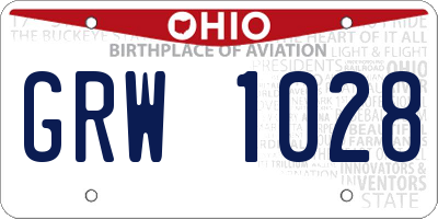 OH license plate GRW1028