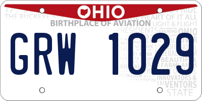 OH license plate GRW1029
