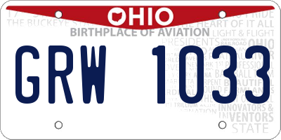 OH license plate GRW1033