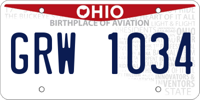 OH license plate GRW1034