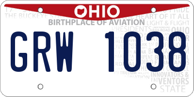 OH license plate GRW1038