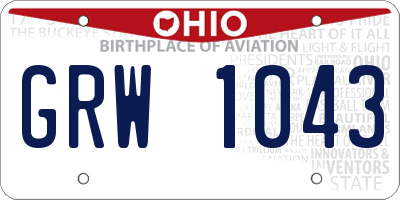 OH license plate GRW1043