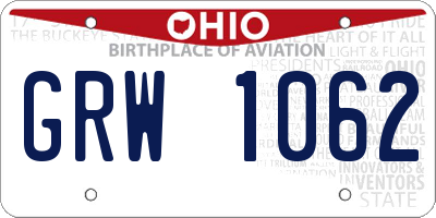 OH license plate GRW1062