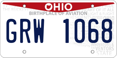 OH license plate GRW1068